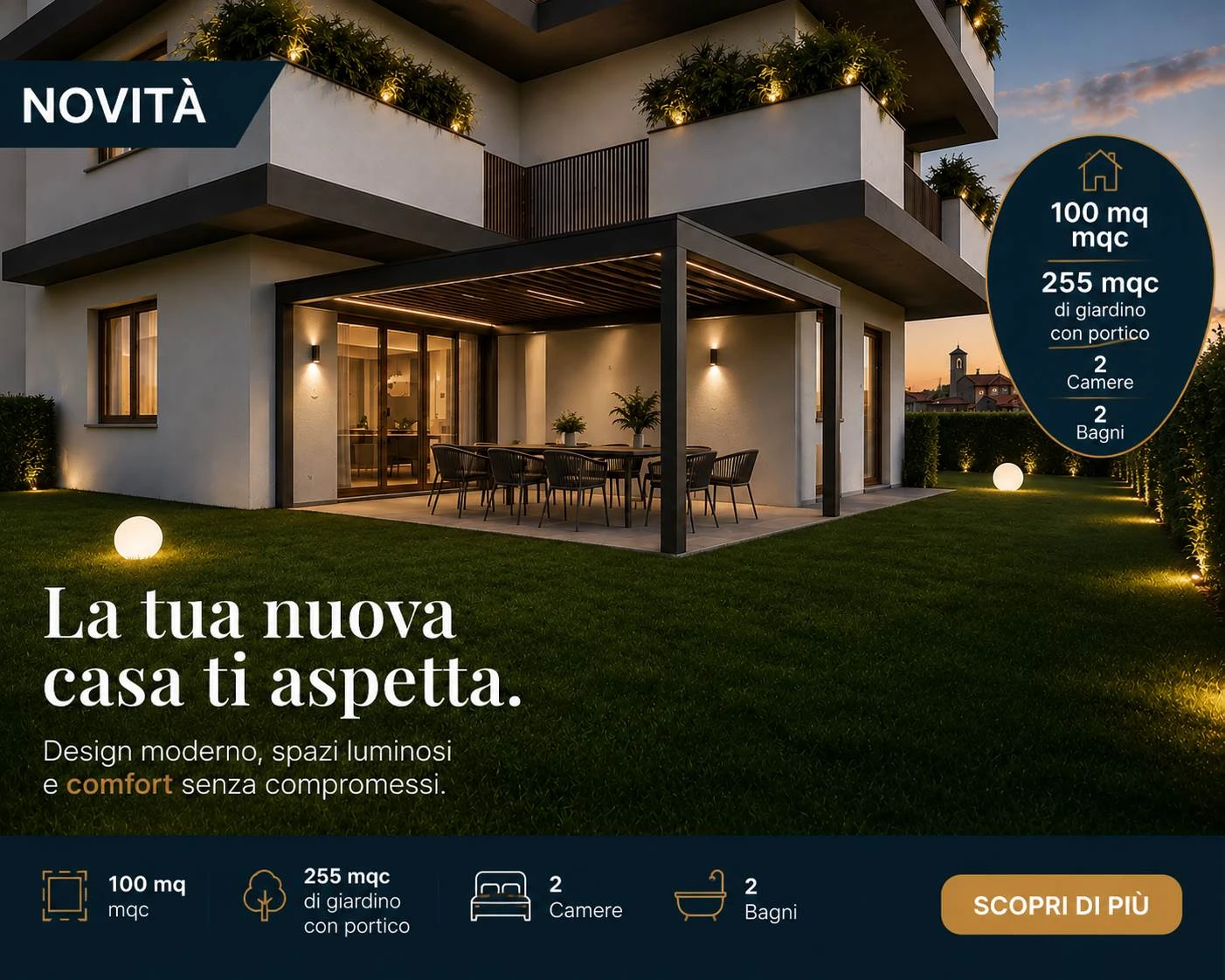Appartamento con portico e ampio giardino