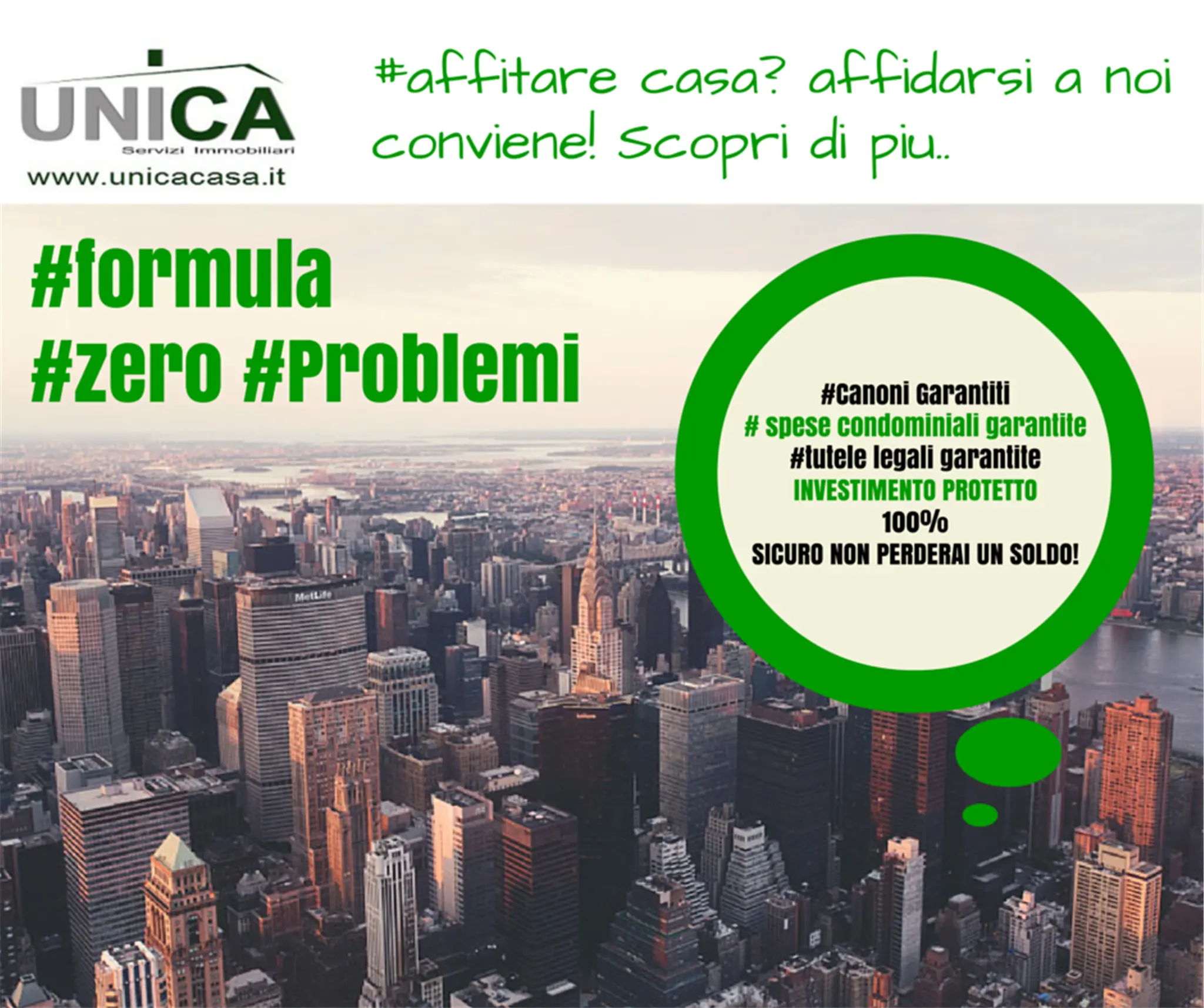 Unica - Servizi Immobiliari home page Unica - Servizi Immobiliari immagine hero